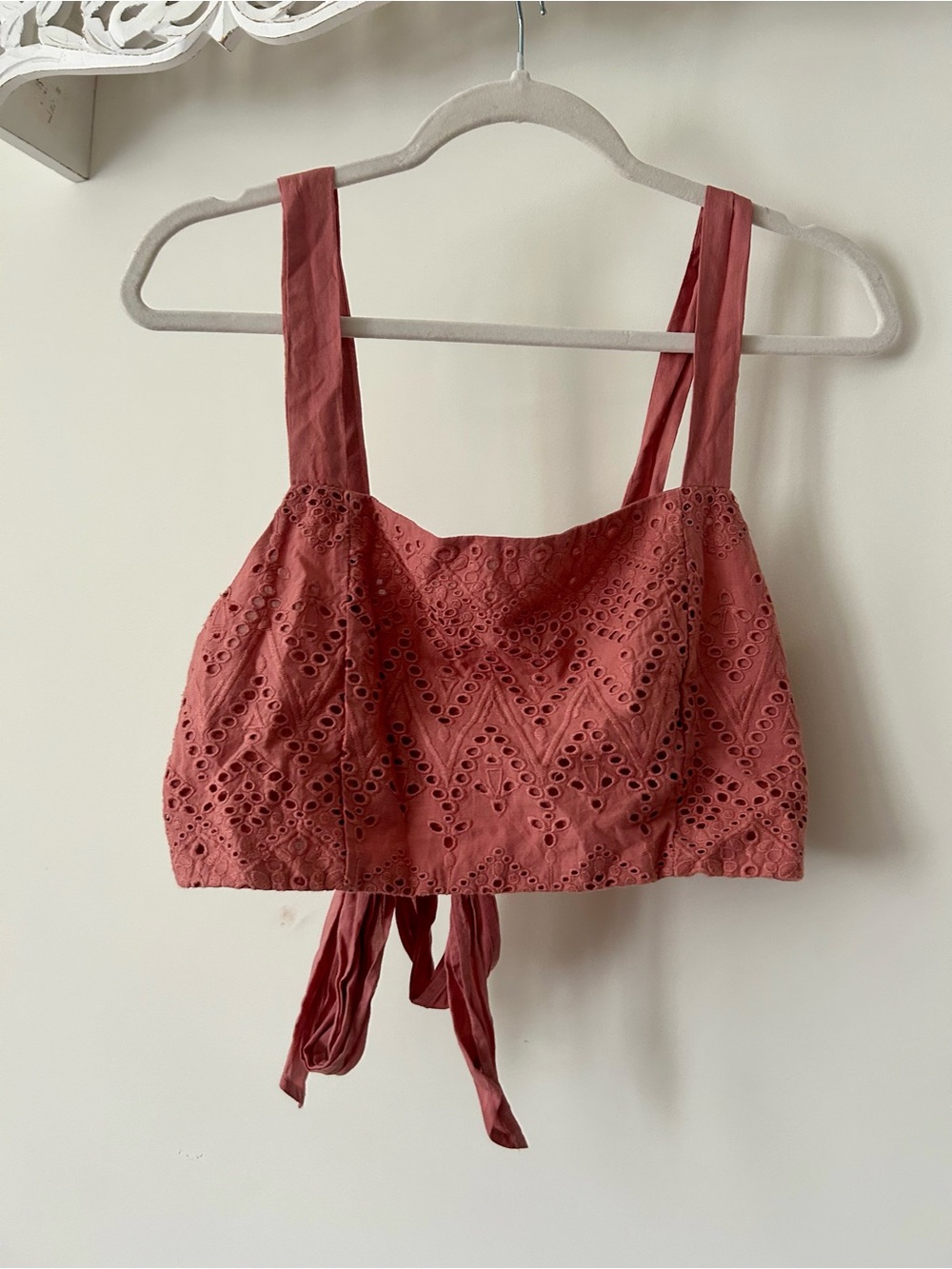 Free People Eyelet Crop Tank Top in Dusty Rose